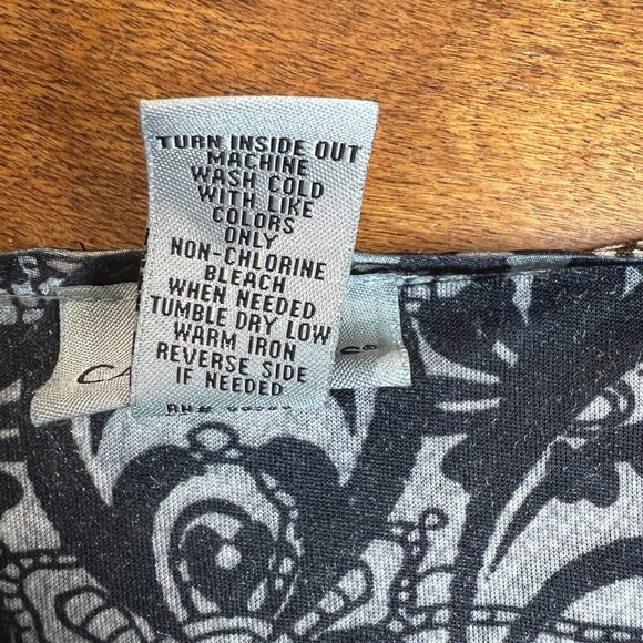 Catherines Tunic Top Womens 0X Gray Velvet Studded Floral 3/4 Sleeve Blouse - Picture 8 of 8